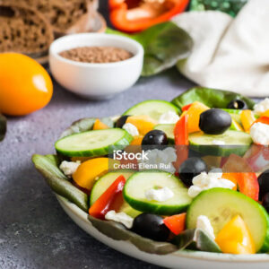 Sauteed mushrooms & onions, tomatoes, lettuce mix, feta, balsamic glaze